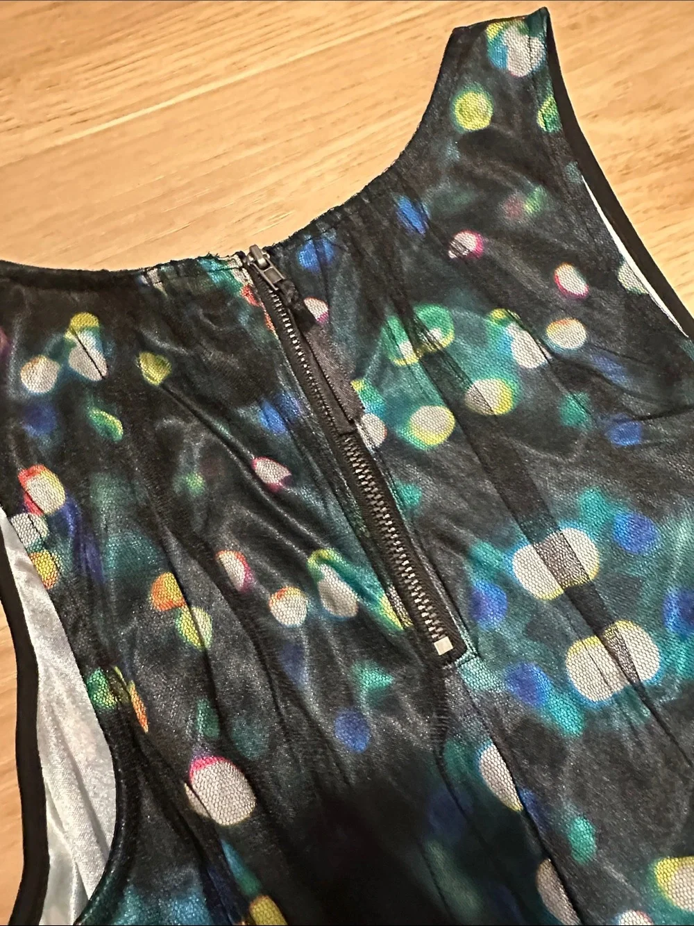 Women’s Black Multi-Color Bubble Print Tulle Dress